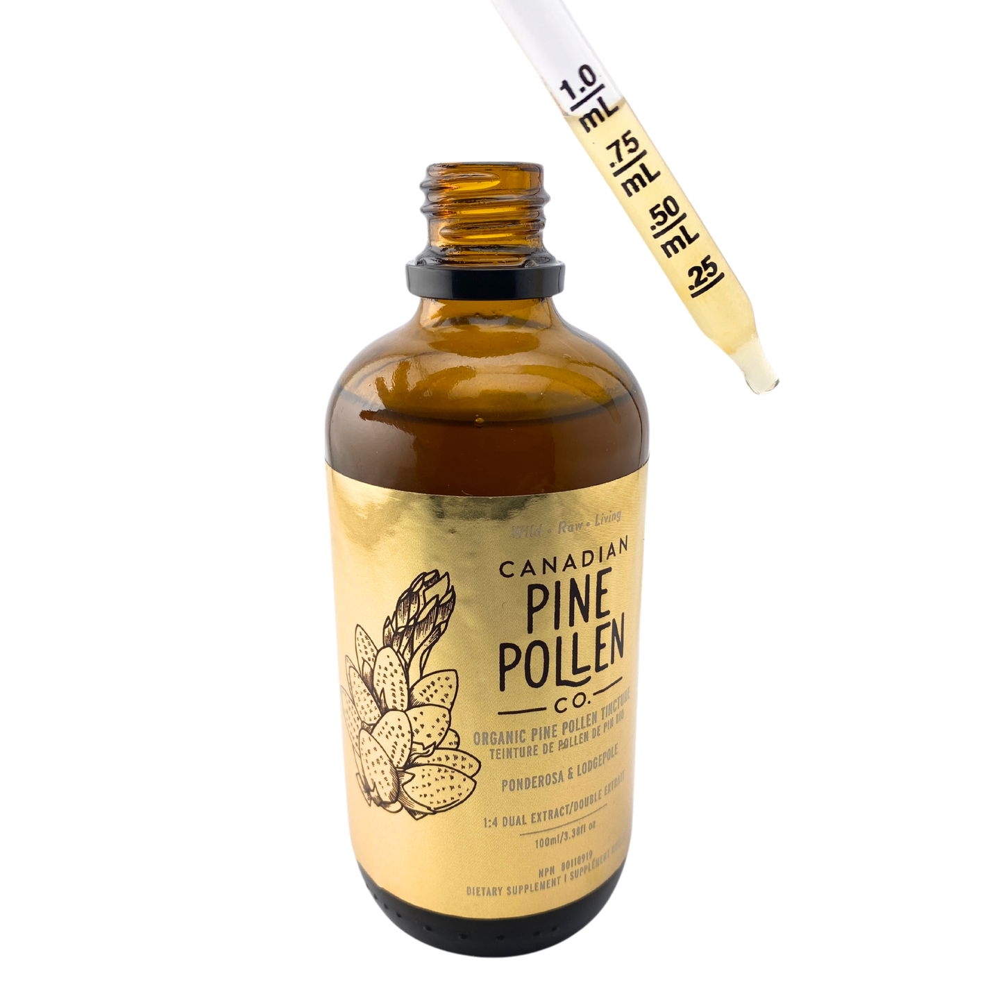 Wild Canadian Pine Pollen Gift Set : Original High Potency Canadian Pine Tincture, Duo Pine Pollen Powder 60g, Pine Pollen Aesthetics’s Soap Bar
