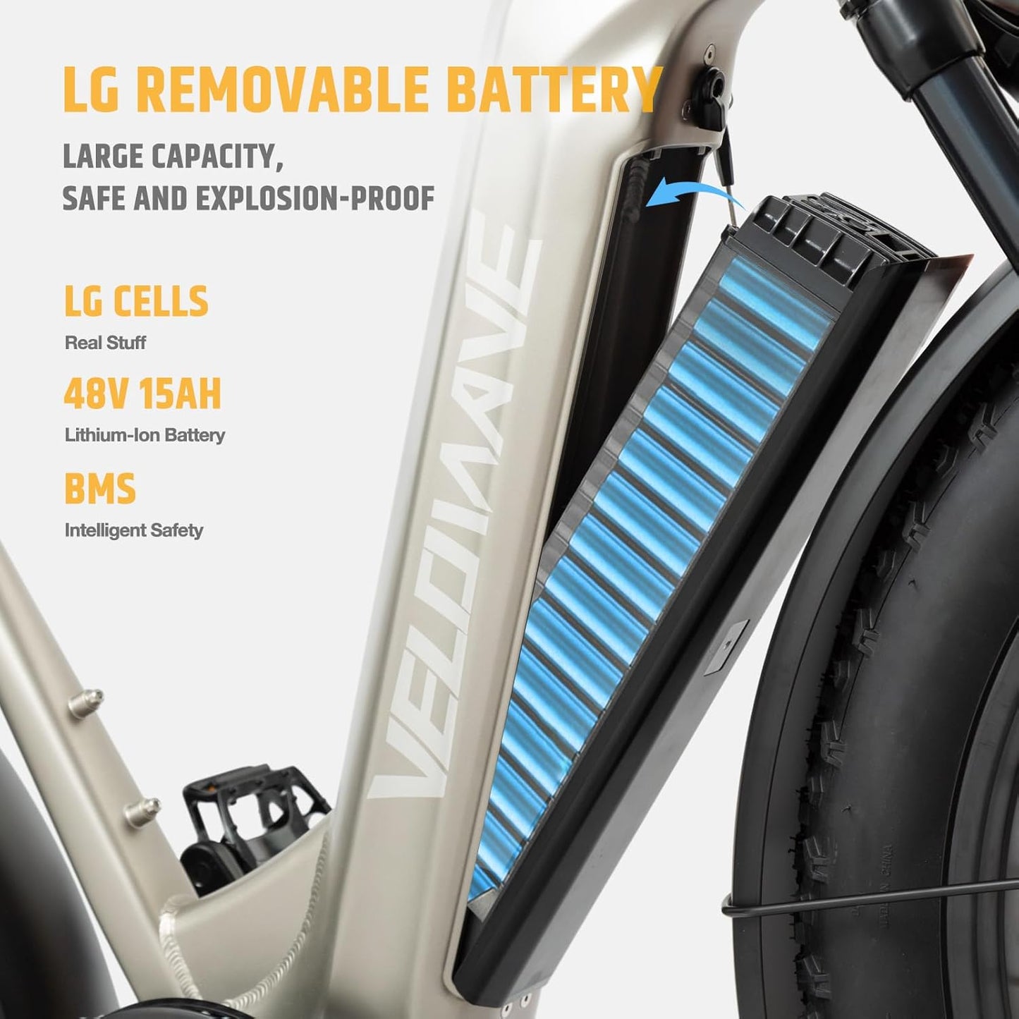 VELOWAVE Electric Bike 26" Fat Tire Ebike Peak 1200W Motor Electric Bike for Adults