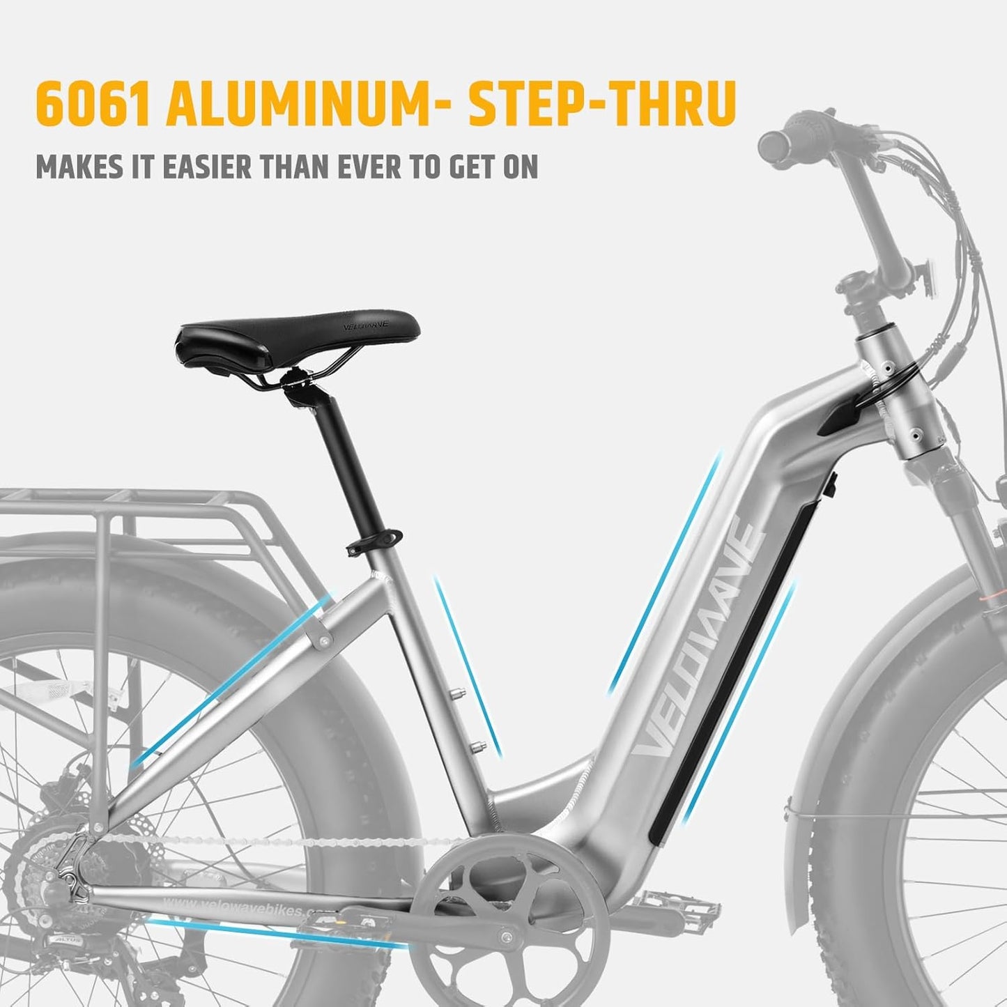 VELOWAVE Electric Bike 26" Fat Tire Ebike Peak 1200W Motor Electric Bike for Adults