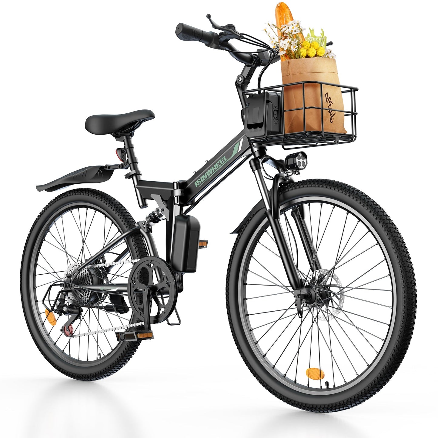 isinwheel M40 Folding Electric Bike with Basket - AU