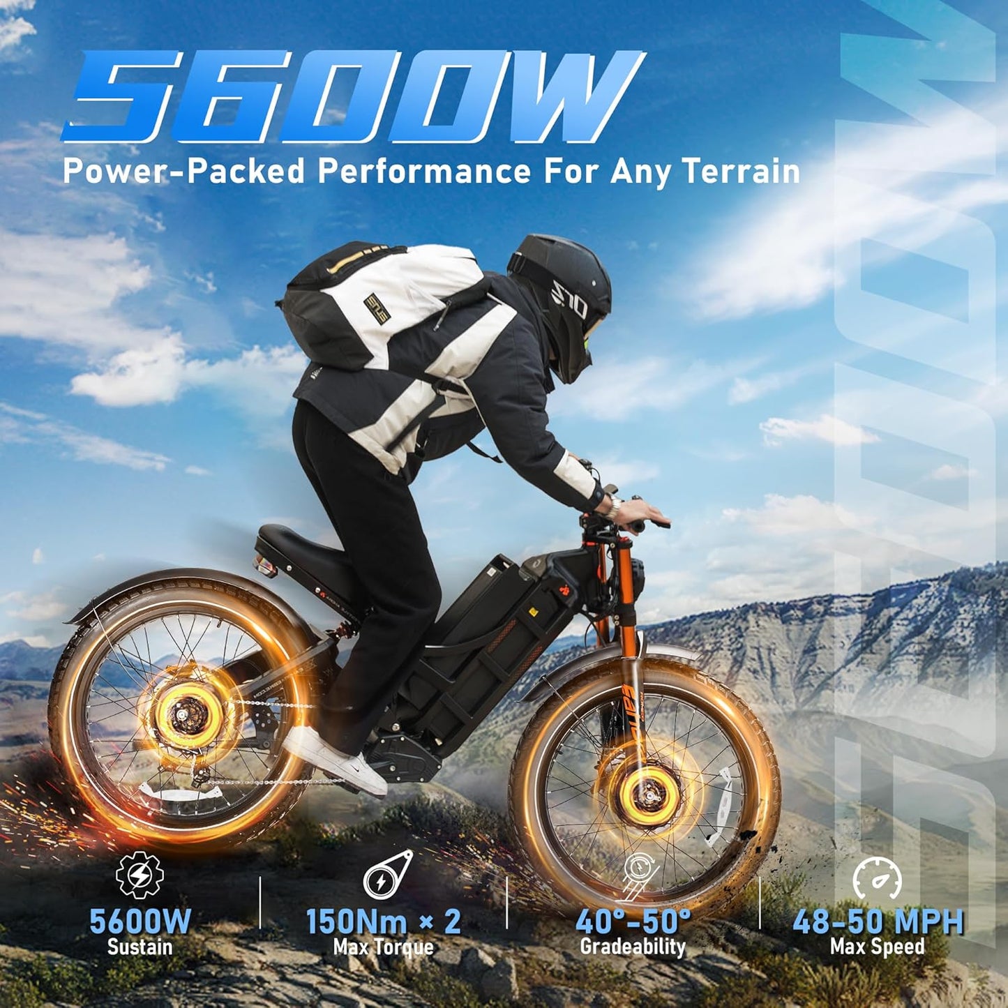 eAhora 2025 Romeo Pro 3/2 50-46Mph Electric Bike for Adults, 5600W/4000W Dual Motor Ebike