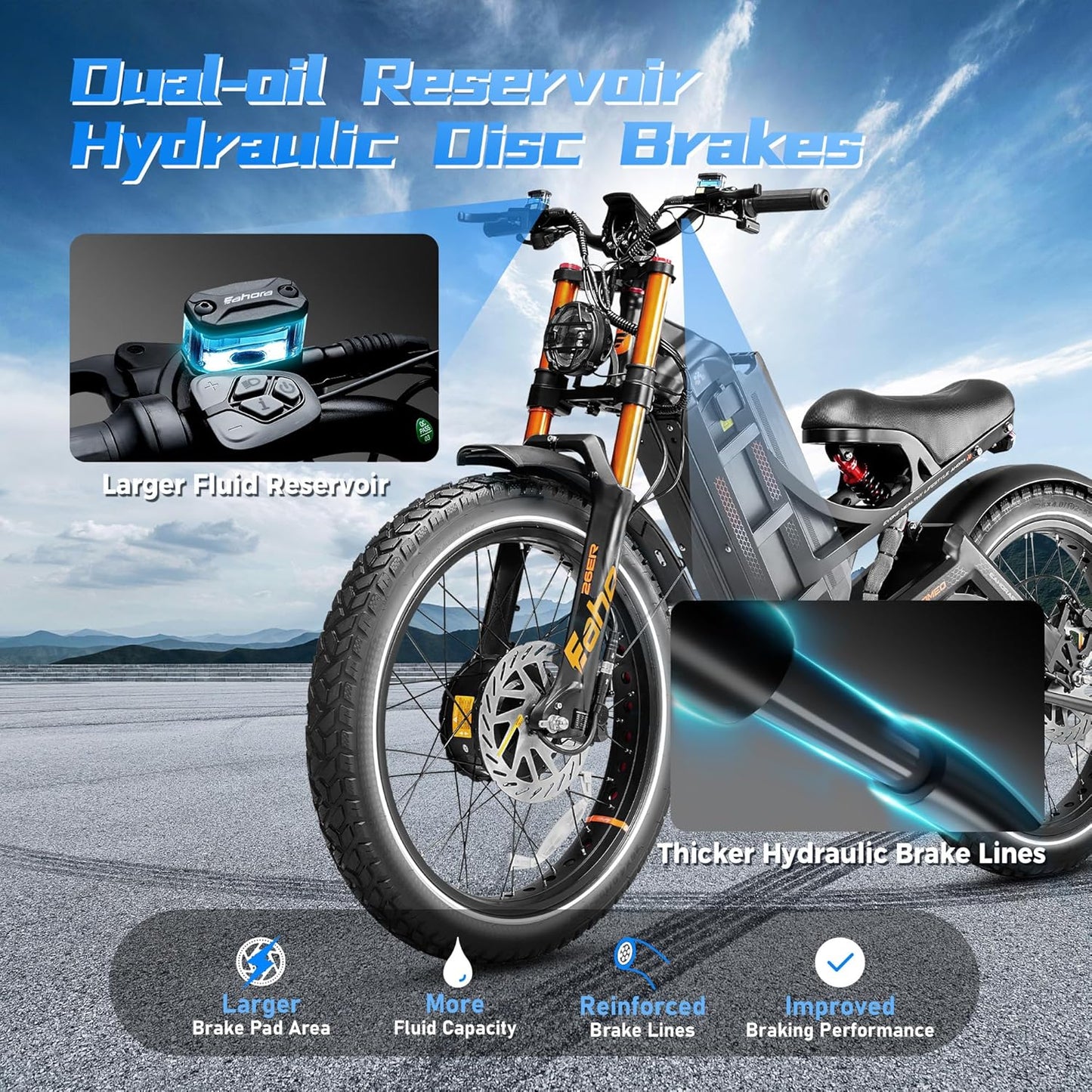 eAhora 2025 Romeo Pro 3/2 50-46Mph Electric Bike for Adults, 5600W/4000W Dual Motor Ebike