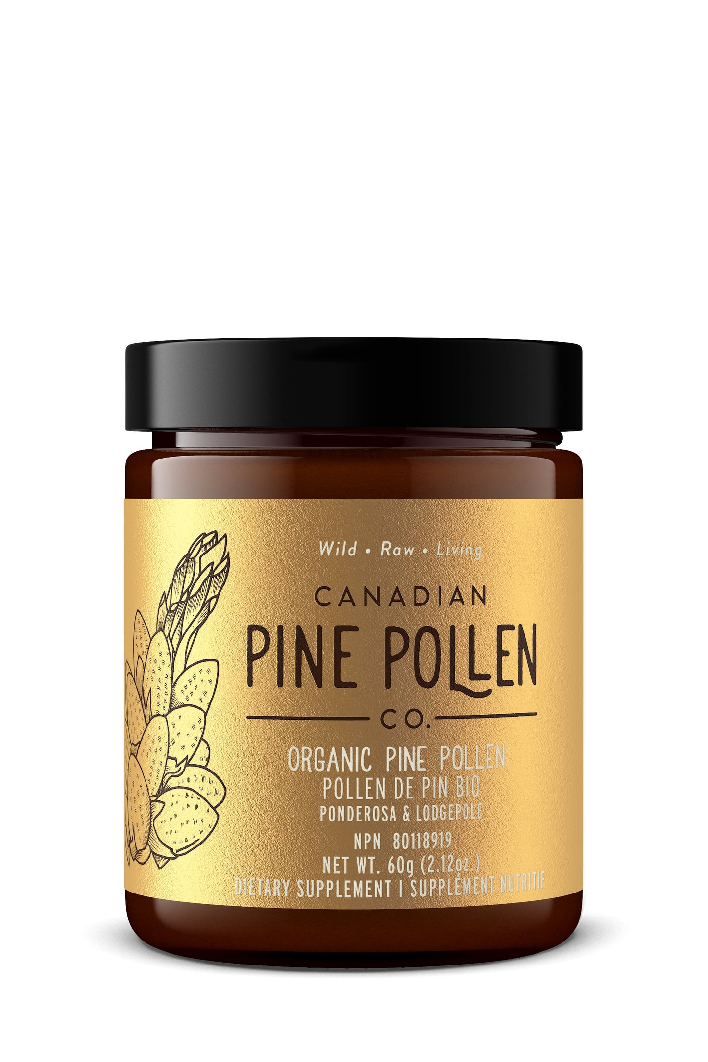 Wild Canadian Pine Pollen Gift Set : Original High Potency Canadian Pine Tincture, Duo Pine Pollen Powder 60g, Pine Pollen Aesthetics’s Soap Bar