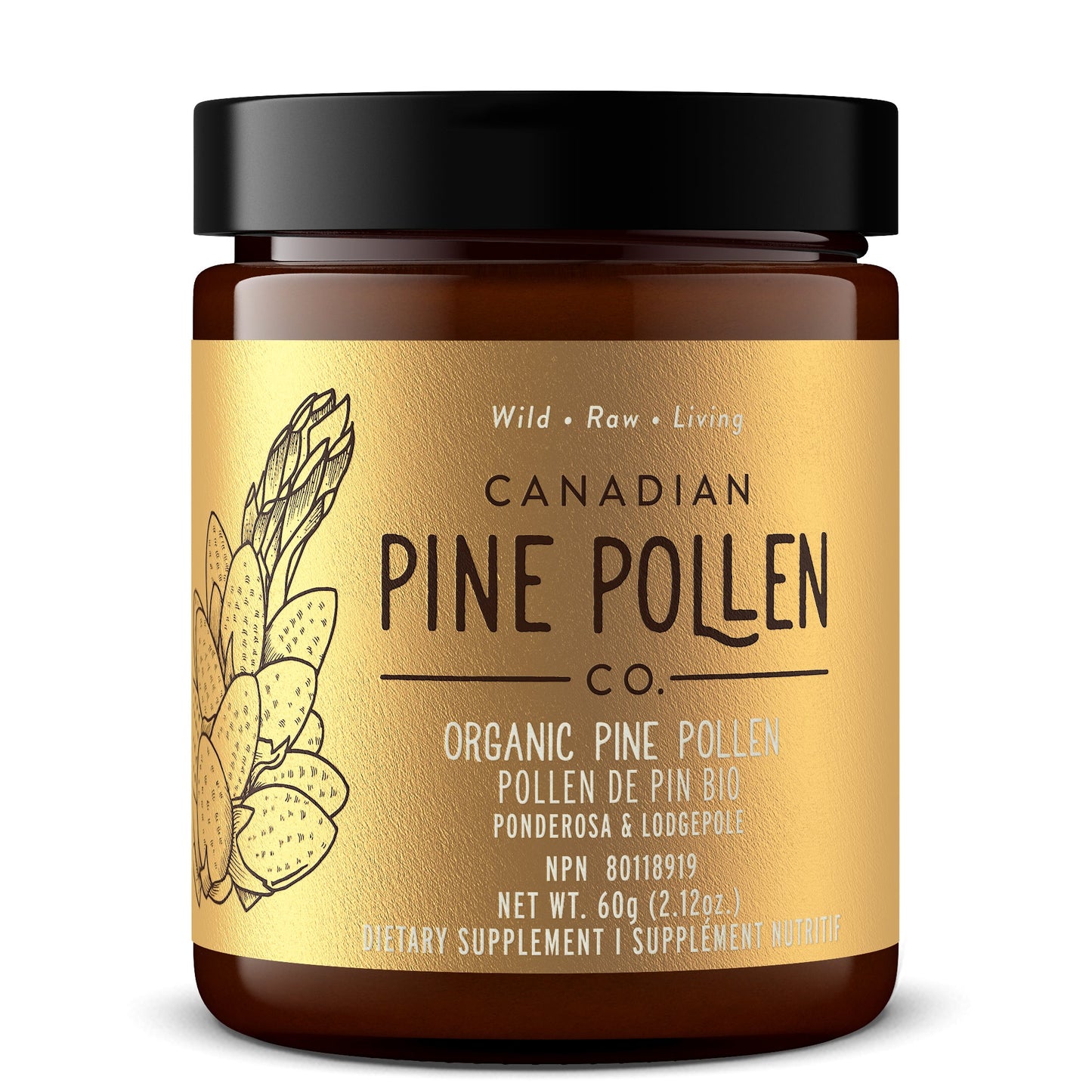 The Power Duo- NPN - Certified Organic (Lodgepole & Ponderosa Pine) 60g (2.12 oz) - Wild Pine Pollen Powder