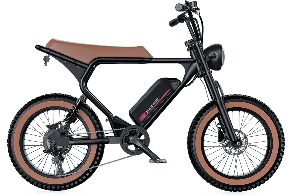 MACFOX X2 Electric Fat Tire Mountain eBike-Step Over 750 w Electric e-Moto Style eBike - AVAILABLE NOW