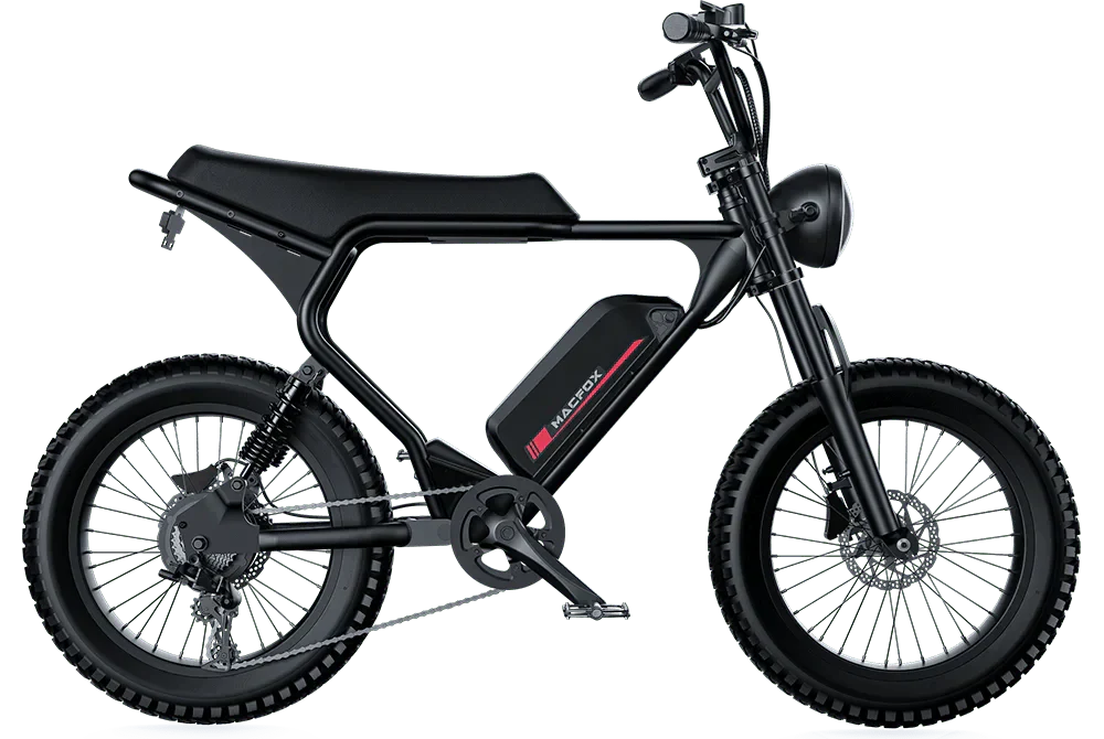 MACFOX X2 Electric Fat Tire Mountain eBike-Step Over 750 w Electric e-Moto Style eBike - AVAILABLE NOW