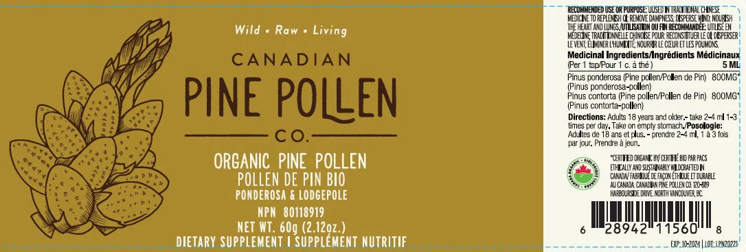 The Power Duo- NPN - Certified Organic (Lodgepole & Ponderosa Pine) 60g (2.12 oz) - Wild Pine Pollen Powder