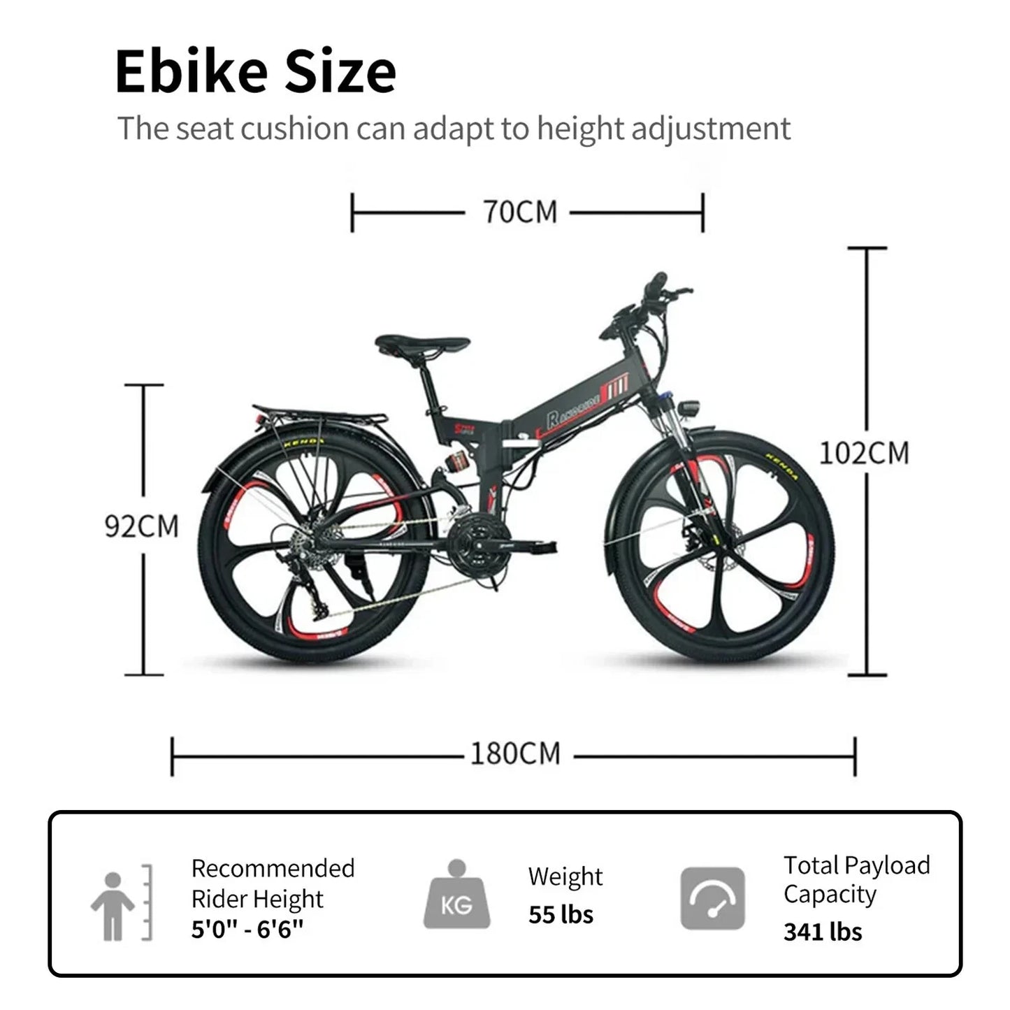 Supplify 17AH Foldable Ebike 750W Electric Folding Bike 26" Commuter Ebike White