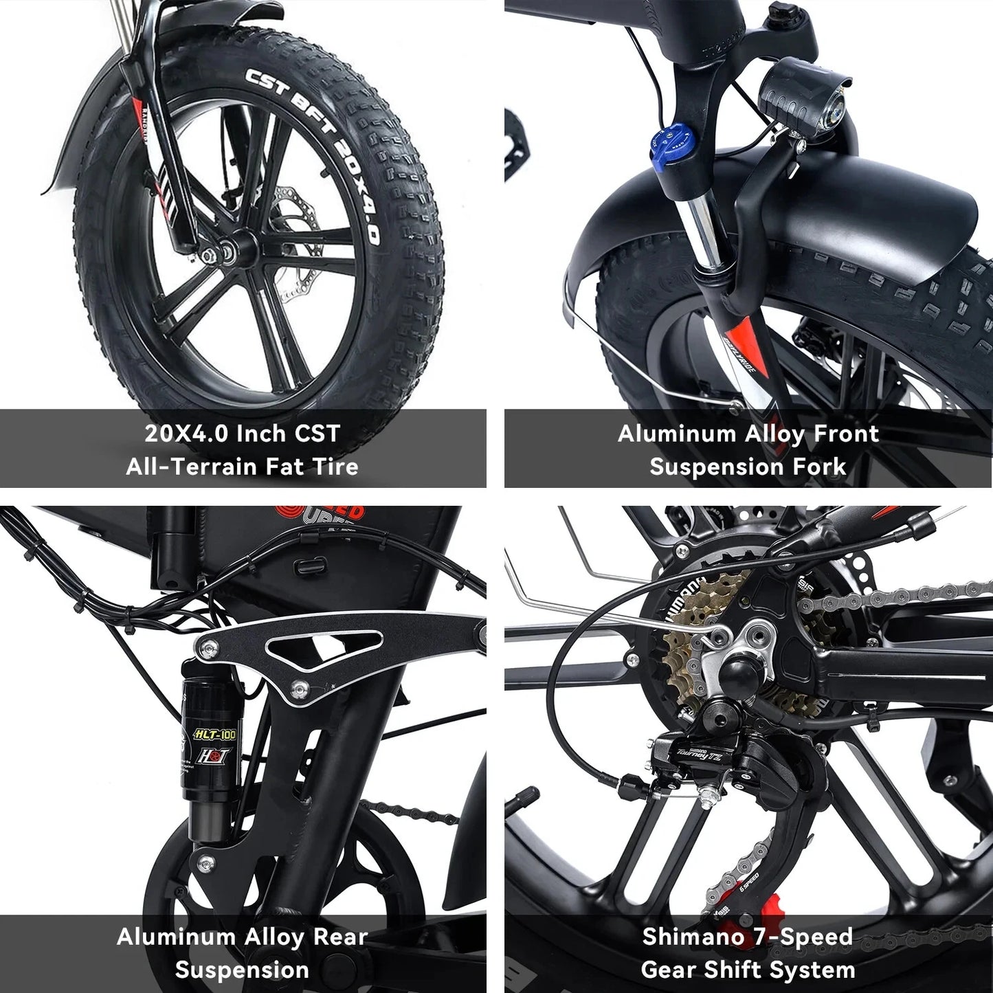 SUPPLIFY 48V 20AH Foldable Ebike 20" Fat Tire E Bike 1000W Folding Electric Bike