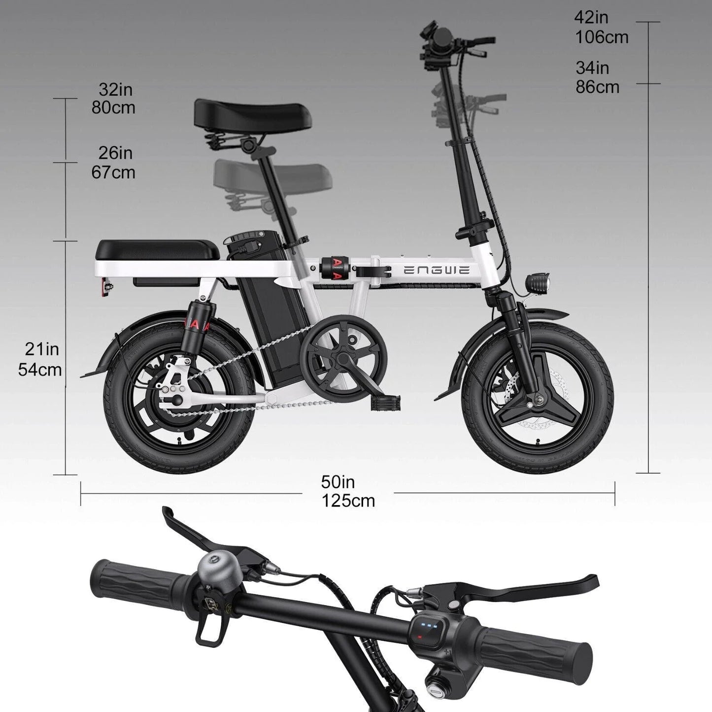 ENGWE Foldable Electric Bicycle 48V 10AH 22Mile E-Bike For Adult 32KM/H T14 Bike