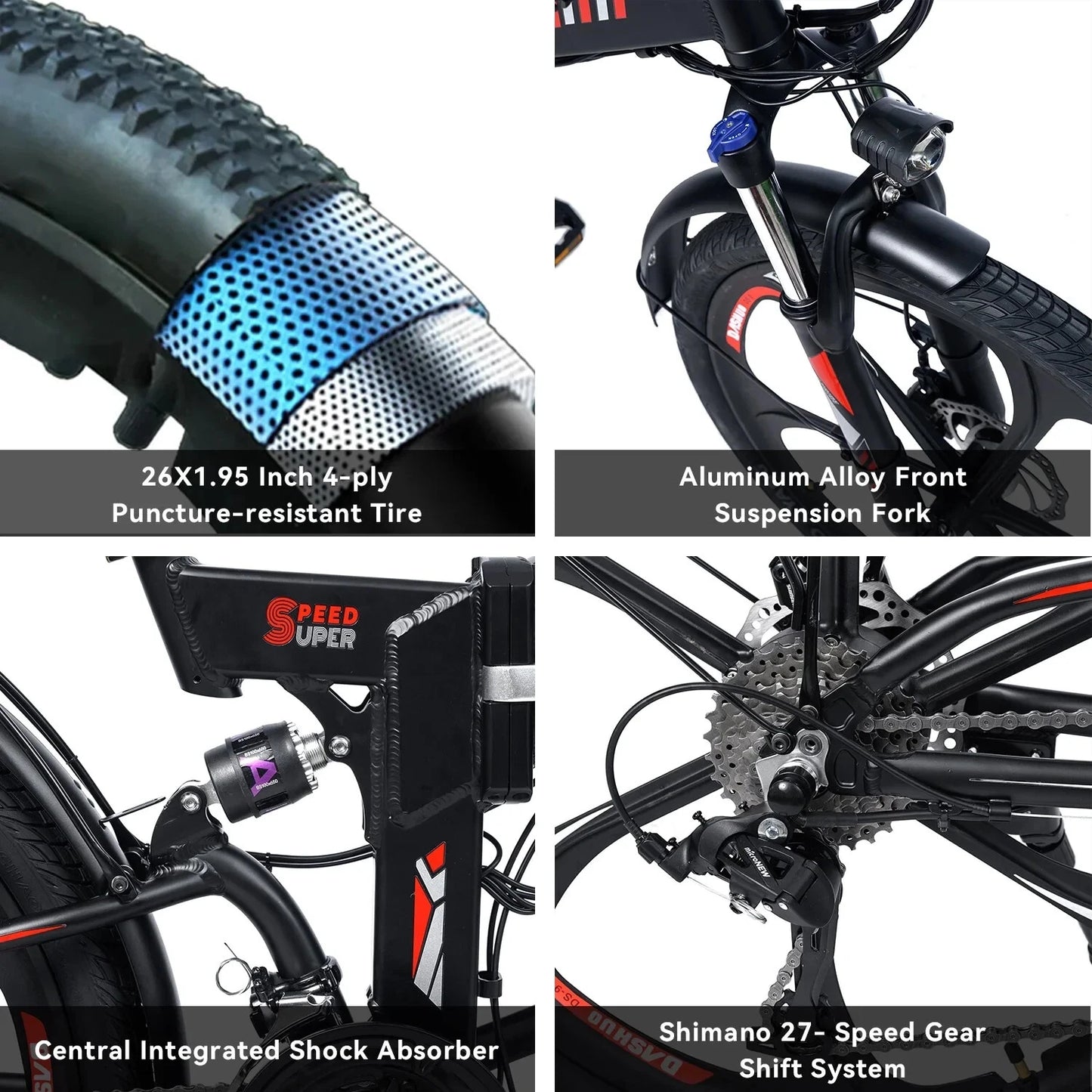 Supplify 17AH Foldable Ebike 750W Electric Folding Bike 26" Commuter Ebike White