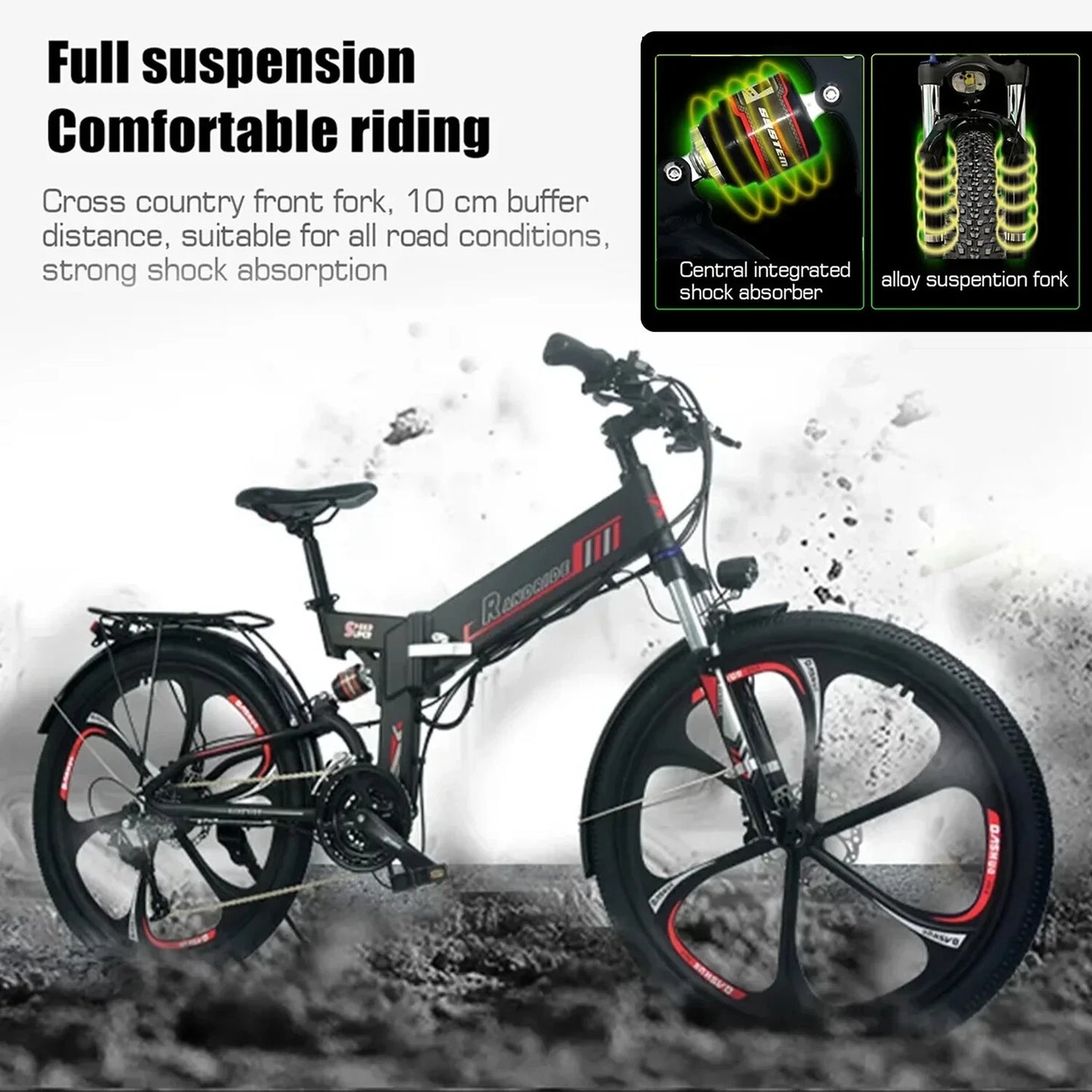 Supplify 17AH Foldable Ebike 750W Electric Folding Bike 26" Commuter Ebike White