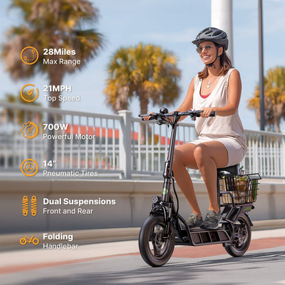 isinwheel Hyper X Electric Scooter with Seat & Basket 700W