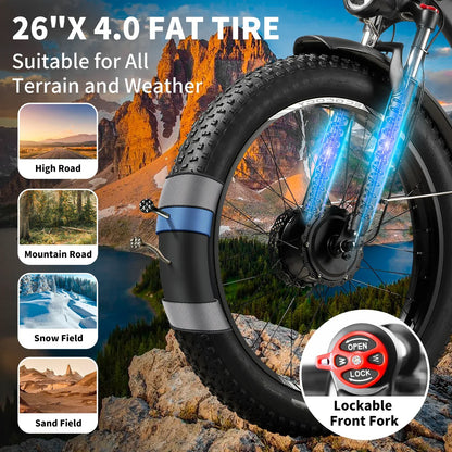 EBYCCO Refurbished G7 26" 2000W Peak 3000W Electric Bike 52V23Ah