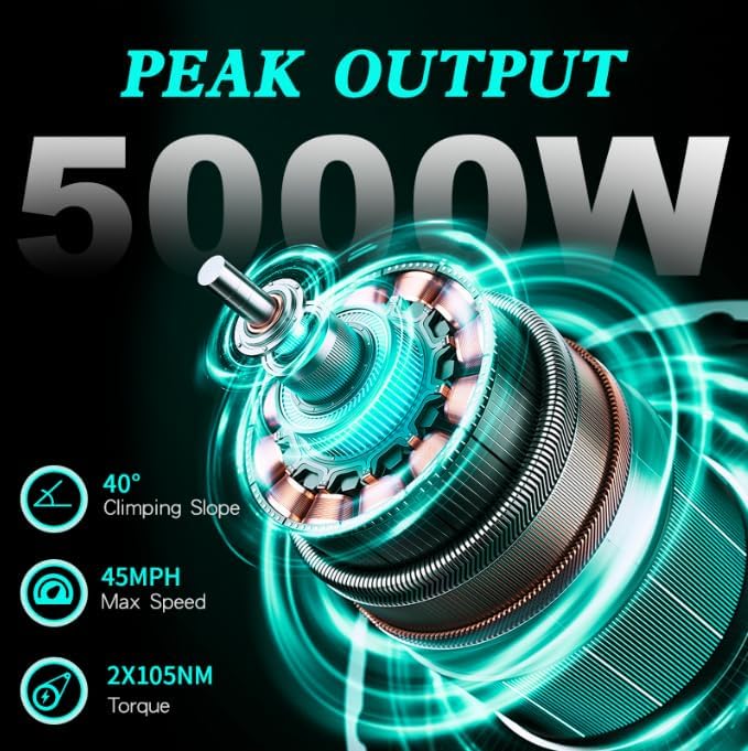 PHILODO Forester Electric Bike, 60V 25Ah Bike Battery for Long Range with 5000W Dual Motor Ebike for Adults, 26x4 Electric Bike Fat Tires for All Terrain Electric Mountain Bike