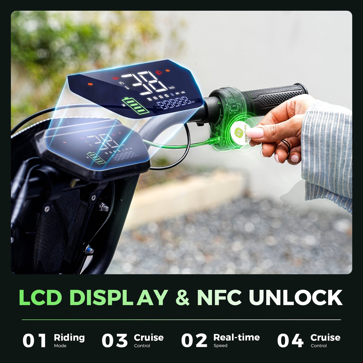 isinwheel H7Pro 1200W High-End Commuting Electric Scooter with Seat