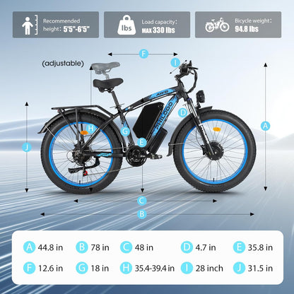 PHILODO 5000W Dual Motor Ebikes for Adults Electric Bike