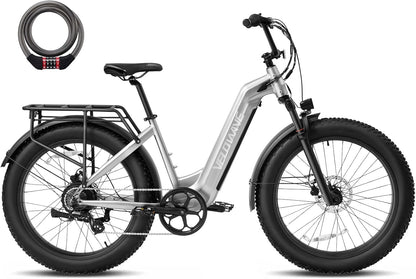 VELOWAVE Electric Bike 26" Fat Tire Ebike Peak 1200W Motor Electric Bike for Adults