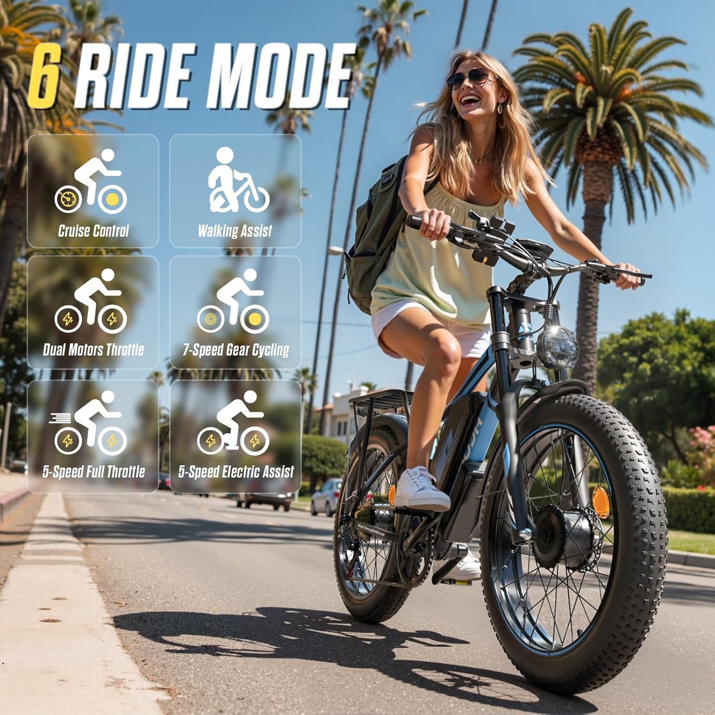 5000W 60V 25Ah Electric Bike for Adults, Dual Motors