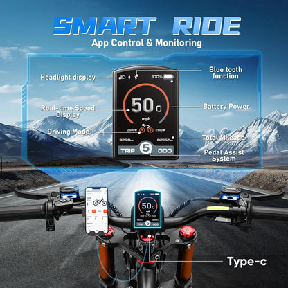 eAhora 2025 Romeo Pro 3/2 50-46Mph Electric Bike for Adults, 5600W/4000W Dual Motor Ebike
