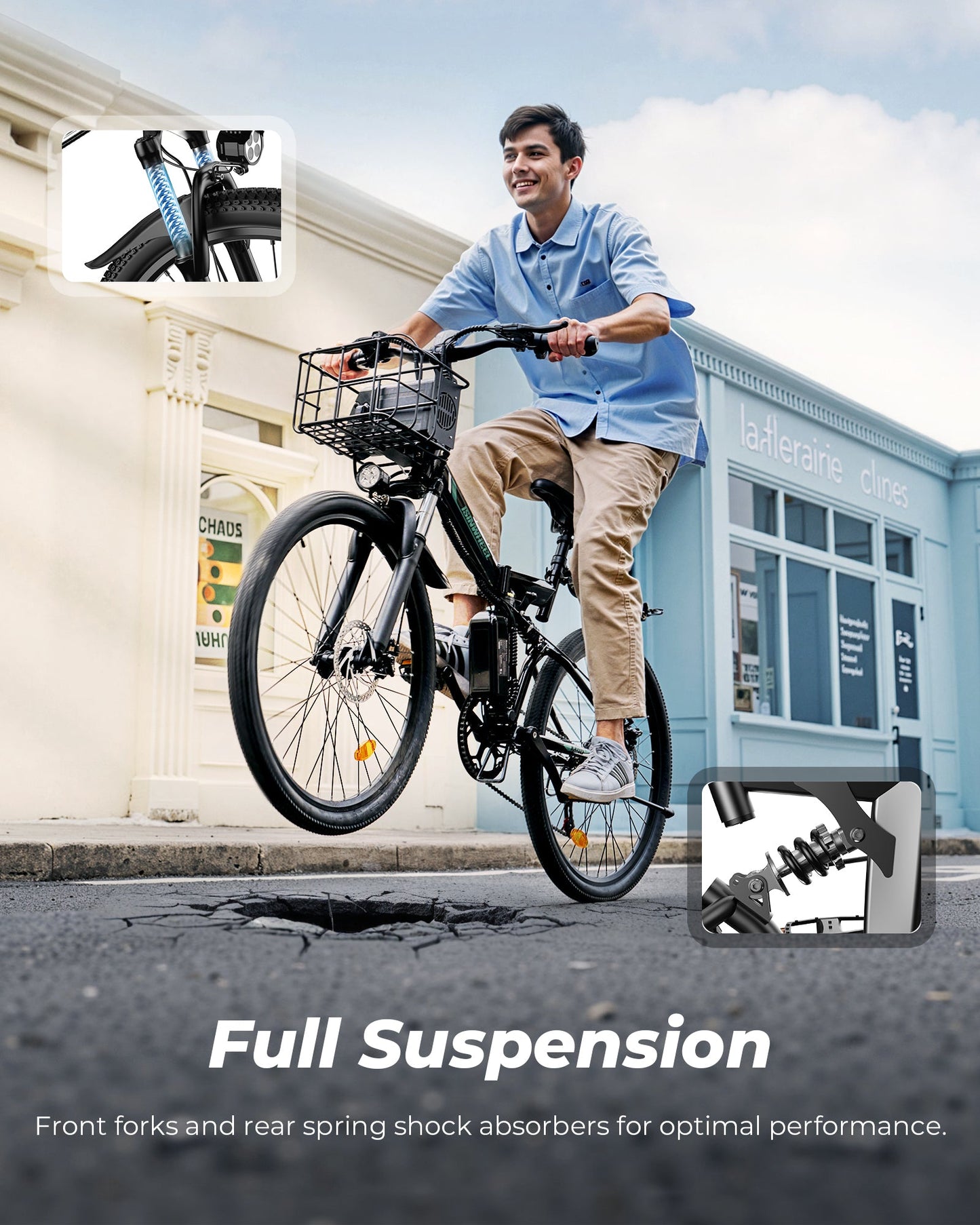 isinwheel M40 Folding Electric Bike with Basket - AU