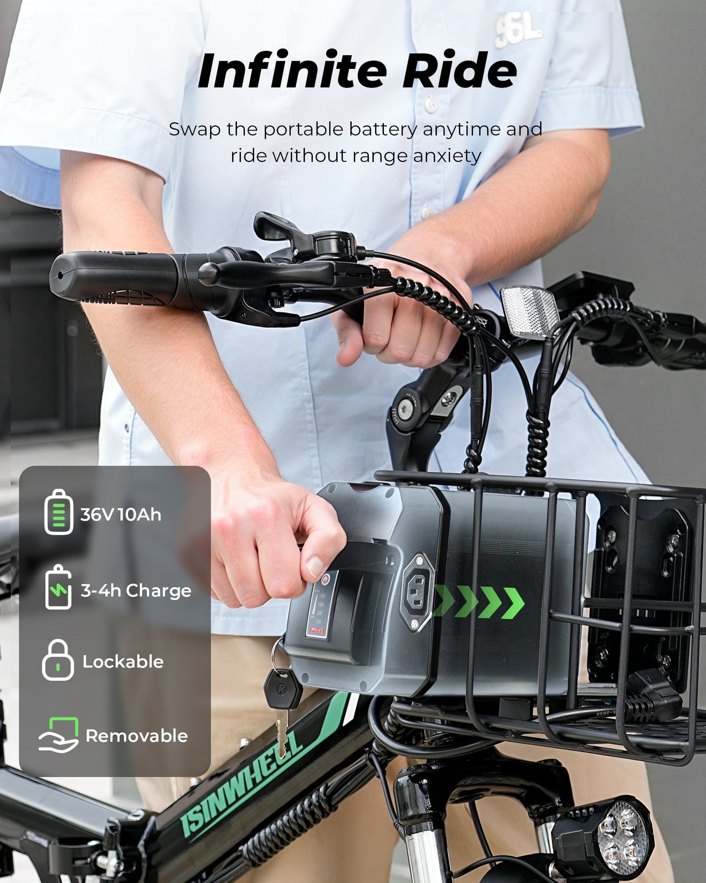 isinwheel M40 Folding Electric Bike with Basket - AU