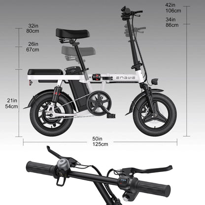 ENGWE Foldable Electric Bicycle 48V 10AH 22Mile E-Bike For Adult 32KM/H T14 Bike